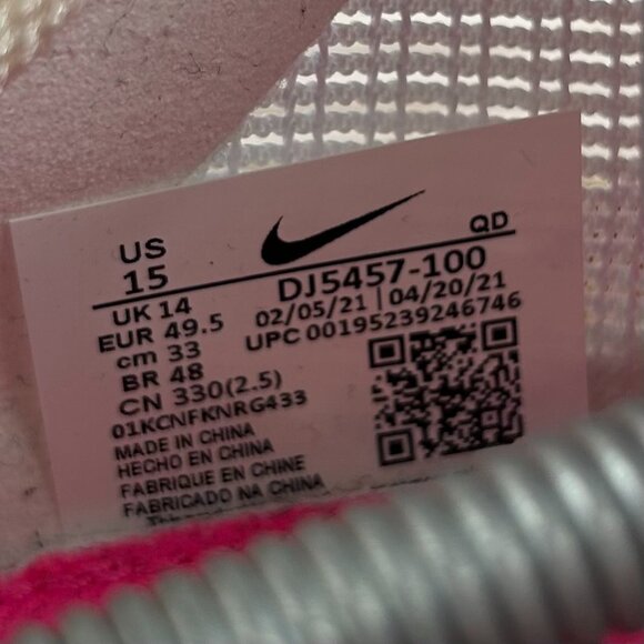 Size 15 Nike ZoomX Vaporfly Next% 2‎ White Pink DJ5457 100 Race Running Marathon - Picture 6 of 6